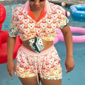 Casablanca Gradient Heart Shorts Set (Button Up Shirt & Swim Trunks)